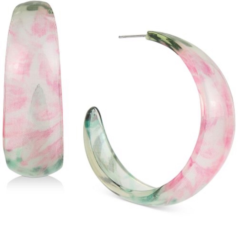 New Betsey Johnson Crystal -Print C-Hoop Earrings
